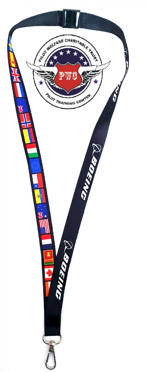 Pilot Training Centre Polyester Boeing Lanyard with Flags for Flight Crew Airman