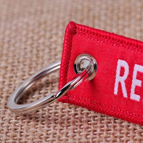 Remove Before Flight Keychain (Red and White)