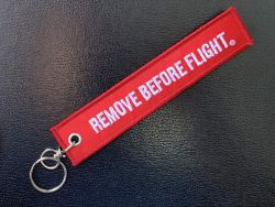 Remove Before Flight Keychain (Red and White)